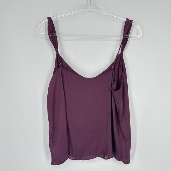 Evereve Tank Top Kyle V Neck Cami Merlot Burgundy Womens Size XL Satin Flowy NWT - Picture 7 of 12